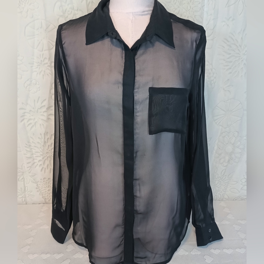 Ricki's Sheer Lace Long Sleeve Blouse, Size 8